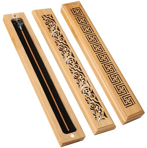 2 Piezas Caja de Incienso de Madera Quemadores de Inciensos de Madera Soporte de Incienso Varilla Caja para Varillas de Incienso Recipiente de Incienso de Madera Caja Incienso