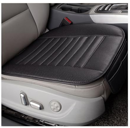 Adunsiaoto Auto Sitzkissen aus Leder, Sitzkissen Schonbezug aus atmungsaktiv PU Leder und Bambuskohle, Wasserdichter Auto Sitzkissen, für Meisten Autositze(Schwarz)