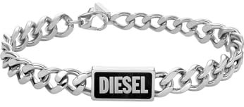 Diesel Herrenarmband Logoplakette Achat schwarz, DX1513040