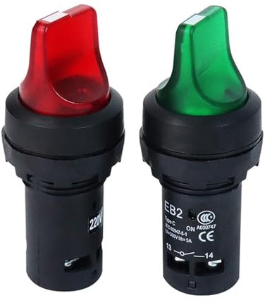 EB2 Drehknopf Lichtschalter Ein Aus 12 V 220 V Selbstsichernde, verriegelnde Leistungswahlschalter mit Fixierung 2/3 Positionen 1 Stück (Color : Latching-RED, Size : 1NO1NC_2 POSITION_24V)