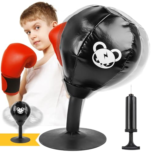 Boxsäcke für Erwachsene, Punchingball Tisch, Boxsack mit Saugnapfstand und Inflator, Stress Relieving Desktop Boxing Bag, Sandsack Boxsäcke für Erwachsene, Kinder, Zuhause, Büro, Schule (B)