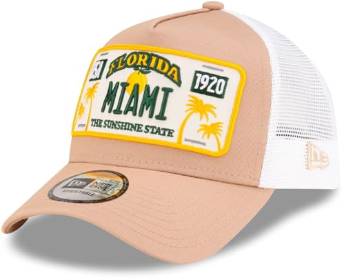 New Era Adjustable A-Frame Trucker Cap - Florida Miami beige