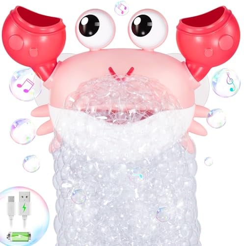 Gigilli Crab Baby Badespielzeug, Wiederaufladbare Badewanne Bubble Machine Automatische Dusche Badewanne Bubble Maker mit Musik Badespielzeug für Kinder 6-12 12-18 Monate 1-3 4-8 Jungen