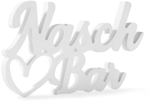HOECMRHP Candy Bar Deko, Naschbar-Dekoration aus Holz, Holzbeschriftung Tischdekoration für Geburtstage, Hochzeiten und andere Partys und Feiern- Weiß