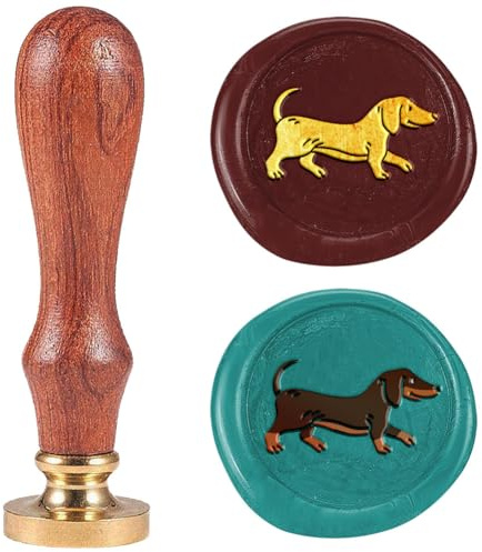 DELORIGIN Siegelstempel Aus Wachs Mit Dackel 25mm Siegelstempel Personalisiert Wachssiegel Abnehmbarer Siegelstempel Aus Messing Mit Holzgriff Für Umschläge Grußkarten Hochzeitseinladungen