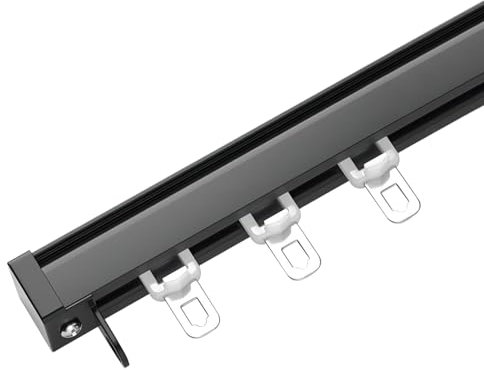 ESOYAWE Leise Schiebevorhang Schienen Wand Oder Deckenmontage Gardinenschiene, 1 Meter Bis 6 Meter Metall Gardinenschienen System Aus Aluminium Mit Vorhang Track Roller, Für Fenster, Raumteiler