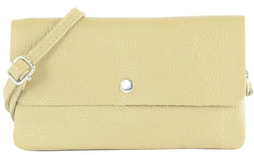 modamoda de - T257 - Echtleder Umhängetasche Small made in Italy, Farbe:Cremebeige
