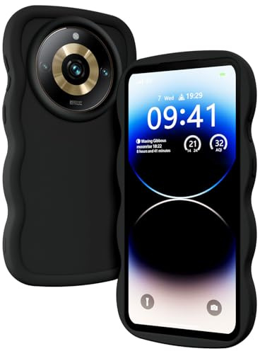 XINYEXIN Funda Wavy para Realme 11 Pro Plus/11 Pro | Carcasa de Silicona Suave, Borde Ondulado, Antigolpes, Agarre Cómodo, Negro