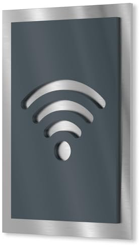Urhome WLAN Internet Türschild aus V2A Edelstahl 160x110-250x175mm Anthrazit Ral 7016 - Piktogramm Schild rostfrei - Infoschild für Wand Tür Innen und Außen