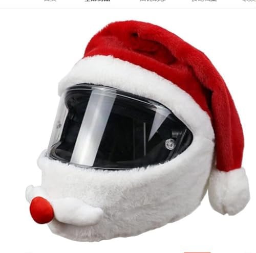 Weihnachtsmann Motorradhelm Überzug Plüsch Universal Weihnachtsmütze Zubehör Motorradhelm rot Frohe Weihnachten (70X35cm)