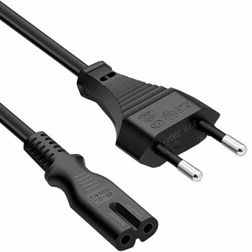 TECHZOCO Cable Alimentación C7, Cable de Alimentación Tipo C Euro, Cable Forma 8, Compatible con Samsung Toshiba LG Philips Sharp Sony, PlayStation Xbox, 1.80 Metro, Negro