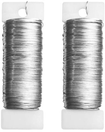 2 rollos de alambre de color plateado, 0,35 mm x 50 m, alambre fino para manualidades, alambre para manualidades, joyas, Navidad, floristería, bisutería, manualidades