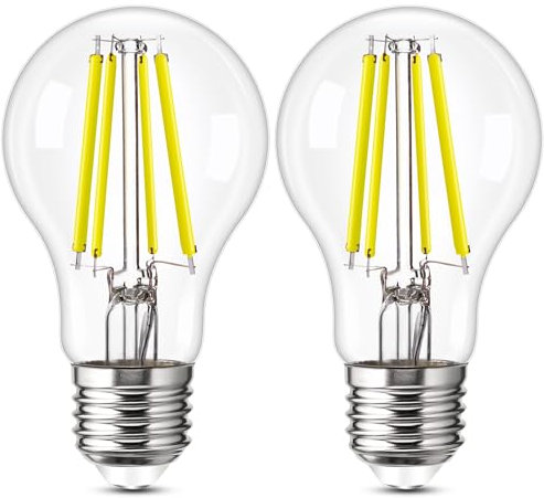 Genixgreen E27 LED Glühbirne A60 4W Glühbirne 60W 850 Lumen Classic A Energieeffizienz Edison LED Glühbirnen 5000K Tageslichtweiß Energiesparlampe, LED Glühbirne für Kronleuchter, 2