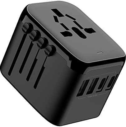 Adaptateur de Voyage Universel avec 2 Ports USB-A et 2 Ports USB-C (30W) - Compatible USA, Japon, Canada, UK, France