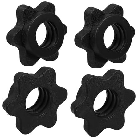 ULTECHNOVO 4pcs 2.5cm Black Plastic Hexagon Dumbbell Locking Nuts Barbell Self-locking Security Collar Universal Barbell Pole Clamp for Home Fitness Equipment