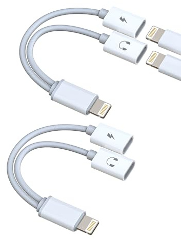 Lightning Adapter Doppelstecker(2Stück)kopfhörer Laden Kabel Klinke Splitter für iPhone 14 13 12 für Apple MFi Certified Audio Anschluss für iPad Aux Headphone aufladen Konverter Lighting Auto Zubehör