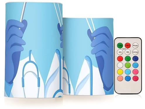 famyily Doctors Day Scalpel Flameless Candles Flameless Candle Lantern with Batteries for Christmas 4 5 Set of 2