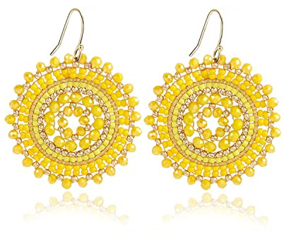 Perlenohrringe für Damen, Sommer, Perlen, Kristalle, Glasperlen, baumelnd, Bohemia, Strand, Statement-Ohrringe, Glas, Kein Edelstein