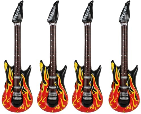 4 Stück Luftgitarren zum Aufblasen, Aufblasbare Gitarren Requisiten(85cm)