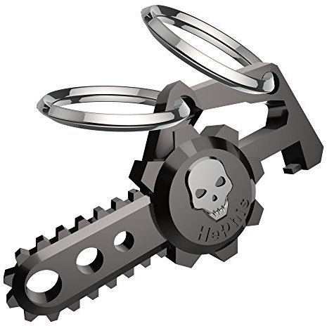 hephis Chainsaw Skull Car Keychain with Dual Rings for Men,Women,Bottle Opener(Gun Black)