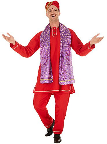 dressforfun Herrenkostüm Inder | Schöne Kurta mit Knopfleiste | Bequeme Hose mit Gummizug | inklusive Schal und Turban (S | Nr. 301025)