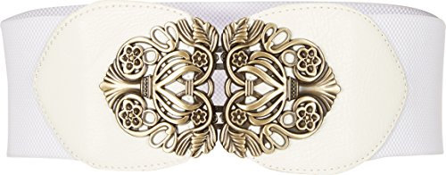 BlackButterfly 3 Zoll Breit Korsett Elastische Vintage Taillengürtel (Weiß, S)