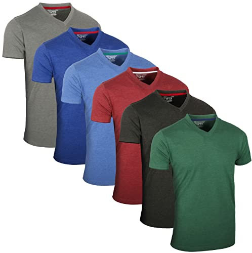 FULL TIME SPORTS 6 Pack Melange Assorted V-Neck T-Shirts (6) X-Large