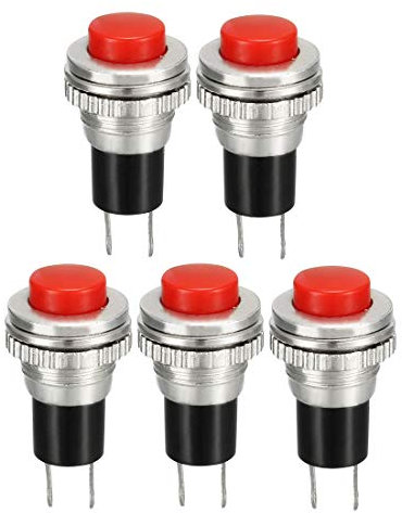sourcing map 10mm Mounting Red Momentary Push Button Switch SPST NO 5pcs