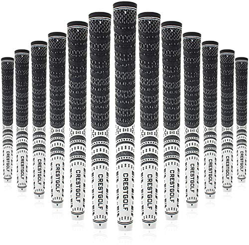 Crestgolf Aktualisierte Multi-Compound-Golfgriffe für Golfschläger, Set mit 13 Stück, mehr rutschfest, ökologische Baumwollgarn-Faden-Technologie (weiß, Standardgröße)