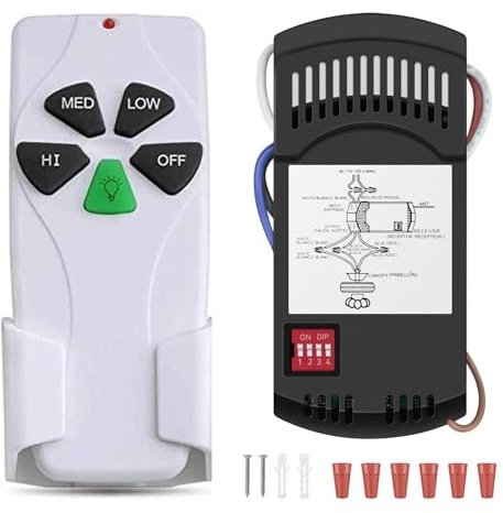 Universal Ceiling Fan Remote Control Kit, Replacement for Hunter/Harbor Breeze/Hampton Bay/Honeywell/Litex, with Receiver, 3-Speed, Light Dimmer, Replace FAN-53T 2AAZPFAN-53T FAN-11T KUJCE9103 UC7030T