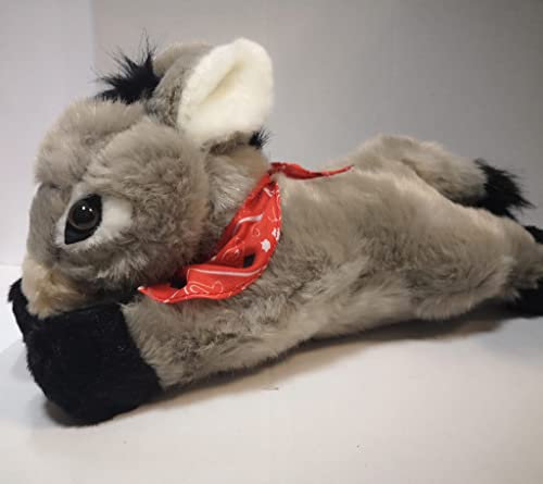 Esel ca. 28 cm mit rotem Halstuch, Supersüß, Grauer Esel, Kuscheltier, Stofftier, Plüschesel