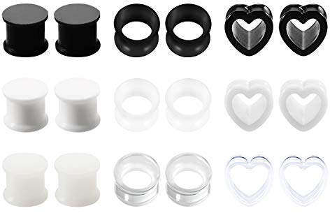 AceFun Ohrpiercing Tunnel Plug Expander acryl und silikon Ohr Plug Tunnel Herz Double Flared 8mm 9paare