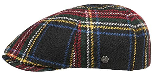 LIERYS Stewart Wool Check Flatcap Herren - Made in The EU - Aus 100% Wolle - Schlägermütze gefüttert mit Baumwolle - Verschiedene Größen (54-63 cm) - Herrencap Herbst/Winter schwarz XXL (62-63 cm)