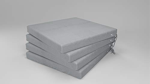 Rollmayer 4er Set Stuhlkissen wasserdicht und regenfest Stuhlauflage Sitzkissen Sitzpolster Auflage für Stühle in Haus und Garten Kollektion Velvet (Hellgrau 218, 40x40x4cm)