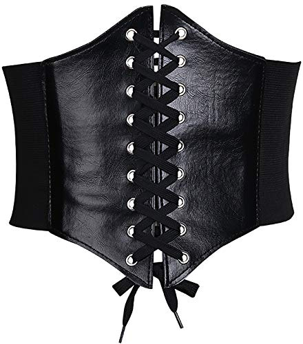 Glamorstar Korsett Gürtel für Frauen Breite Elastische Gebunden Waspie Gürtel Schnüren Leder Taille Gürtel für Frauen Kleider