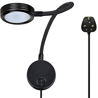 Bonlux Flexible Gooseneck LED Wall Reading Light, 5W Wall Mounted Bedside Reading Lamp Warm White 3000K with Plug & Switch for Bedroom, Office, Workbench, Studio, Hotel