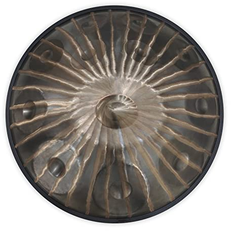 22 Zoll schwere Handpan Stahltrommel - New Craft, D-Moll 12 Noten Handtrommel Percussion mit Tragetasche/Schlägel/Halterung/Dekoration Rattan, Musikgeschenk für Enthusiasten & Anfänger