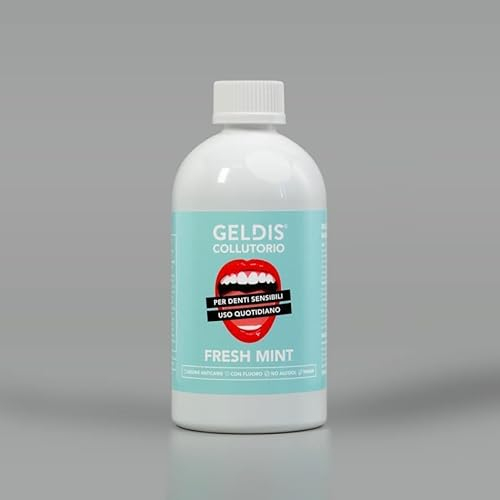 GELDIS Mundspülung Antibakteriell - Mundwasser Konzentrat für empfindliche Zähne mit Anti Arterien und Fluor Wirkung, Ohne Alkohol, OK Vegan, Aromatisierte Mundspülung - 500 ml (Minze, 500 ml)