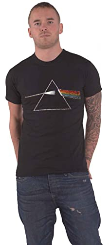 Pink Floyd Unisex Dark Side of The Moon Diamante Logo Official Black T-Shirt, L