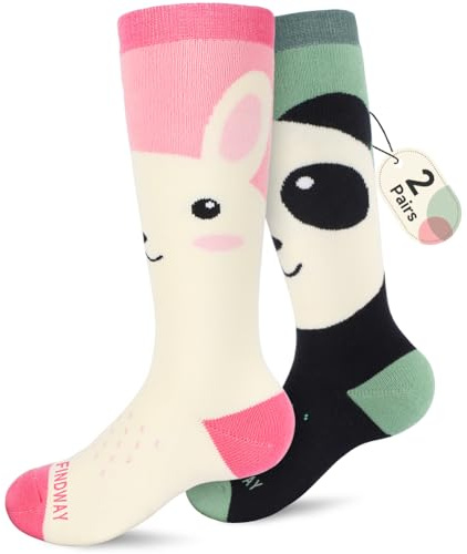 findway Kids Ski Socks, 2 Pairs Knee-high Warm Thermal Winter Snowboard Socks for Girls Boys Toddler