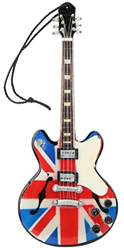 TEUOPIOE Miniatur-Gitarren-Modell-Dekoration, Miniatur-Gitarren-Modell aus Holz, Vitrine, Mini-Musik-Ornament, Bastel-Heimdekoration, Puppenhaus-Zubehör, Modell-Heimdekoration