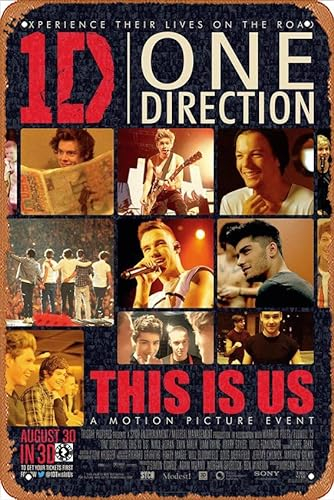 One Direction This is us Poster 20,3 x 30,5 cm – Retro-Vintage-Metall-Blechschild für Zuhause, Bar, Kneipe, Garage, Dekoration, Filmgeschenke