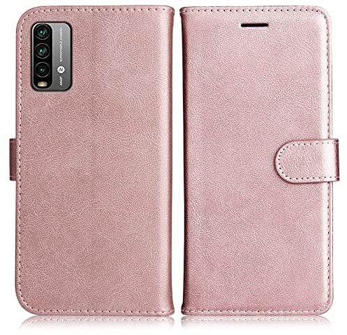 DENDICO Coque pour Xiaomi Redmi 9T / Xiaomi Poco M3, PU en Cuir Coque Portefeuille Étui Housse, Design Classique TPU Coque pour Xiaomi Redmi 9T / Xiaomi Poco M3, Rose