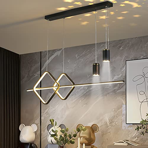 Bellastein LED Hängeleuchte esstisch Pendelleuchte mit Fernbedienung Pendellampe höhenverstellbar Himmel Hängelampe für büro esszimmer Arbeitszimmer Wohnzimmer Küche Lampen (Schwarz, L110cm)