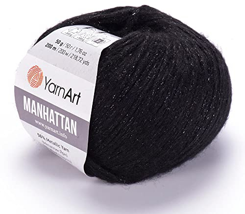 YARNART Manhattan Glittery Knitting, Sparkle & Shiny Metallic Yarn - Wool & Acrylic Fantasy, 1.76 Oz, 218.72 Yds (916)