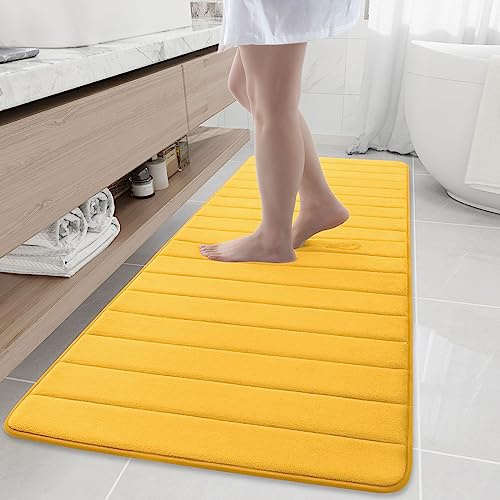 Buganda Badteppich aus Memory-Schaum, 178 x 61 cm, ultraweich und rutschfest, wasserabsorbierend und maschinenwaschbar, Badteppich, Läufer für Badezimmer, Dusche und Badewanne, Gelb