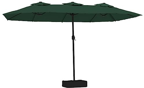vidaXL Sombrilla Doble de Jardín con Luces LED, Parasol Protector de Sol, Refugio Solar, Paraguas para Patio Exterior, Verde 449x245 cm