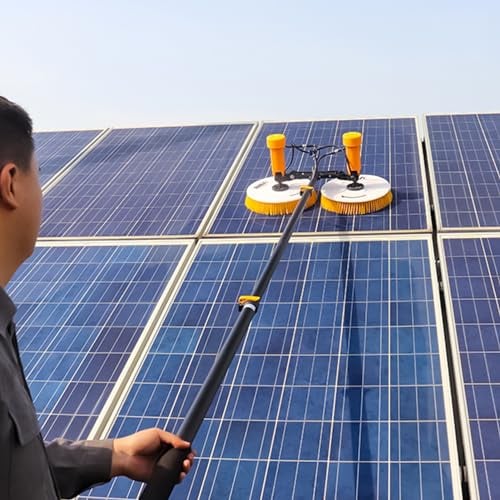 Spazzola Telescopica Per Pulizia, Kit Spazzolone Strumento per La Pulizia Dei Pannelli Solari Fotovoltaici Elettrici, Doppie Spazzole Spazzola per La Pulizia Dello Spruzzo D'Acqua