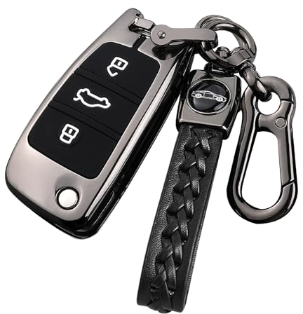 Sucxyor Kompatibel mit audi Schlüsselhülle A1 A3 A4 A6 A8 Zinklegierung Autoschlüssel Hülle Kompatibel mit audi Q2 Q3 Q7 S3 S6 RS3 RS6 R8 TT TTS Schlüssel Cover Schutzhülle mit Schlüsselanhänger