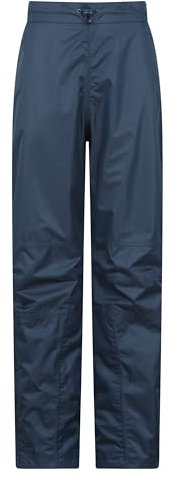 Mountain Warehouse Spray Womens Short Waterproof Over Trousers - Mesh Lined Ladies Over Pants, Taped Seams, Half Zip, Walking Rain Pants - for Spring Summer,Travelling, Hiking Navy Women's Size 8